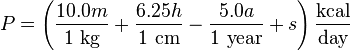 Mifflin-St-Jeor bmr calculator