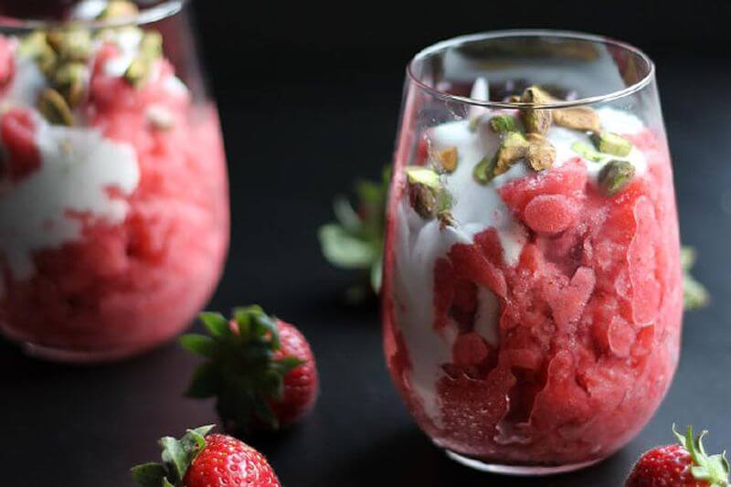 healthy sweet strawberry granita