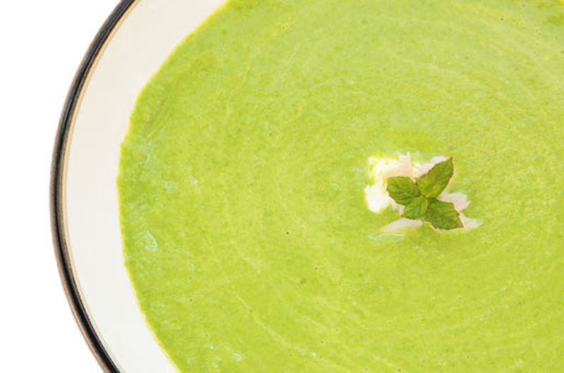 beard cold minted pea soup low cal snack
