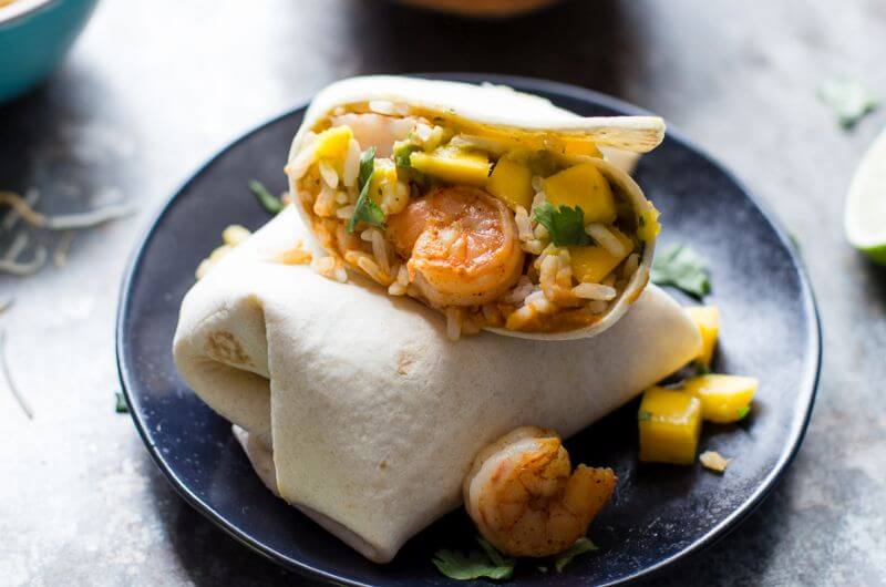 shrimp burritos with mangosalsa-recipe