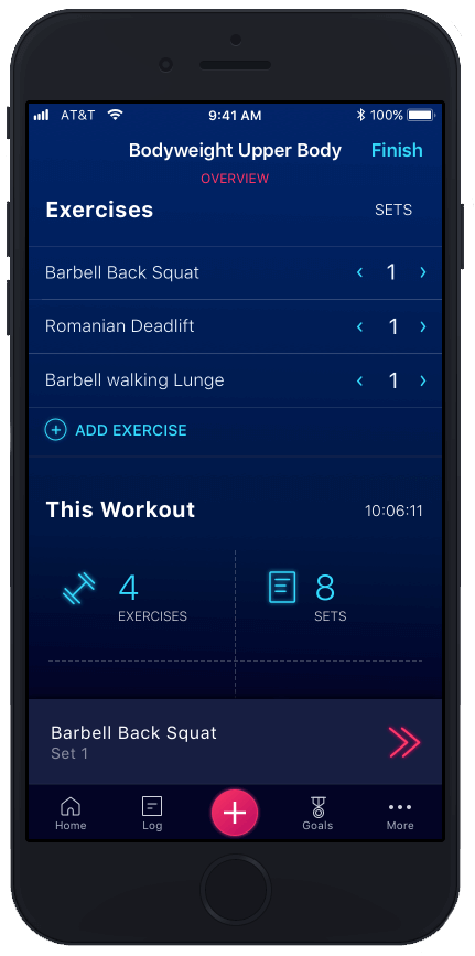 stacked app workout review interface