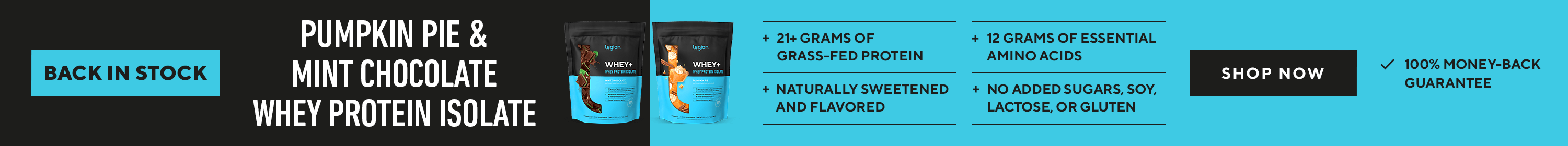 Mint Chocolate and Pumpkin Pie Whey+ Protein Powders now available!