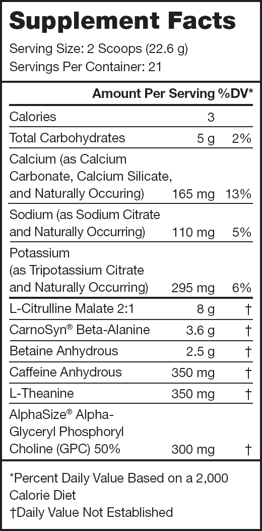 Pulse Mojito Supplement Facts