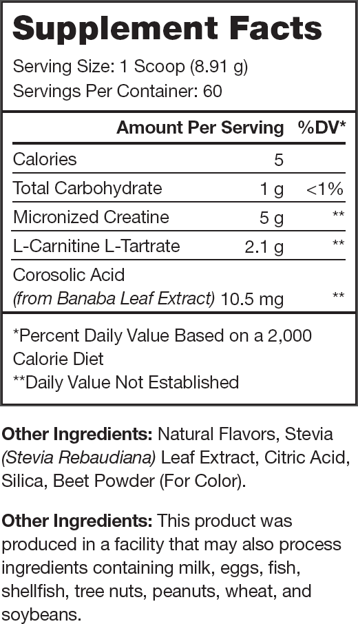 Recharge Fruit Punch Supplement Facts