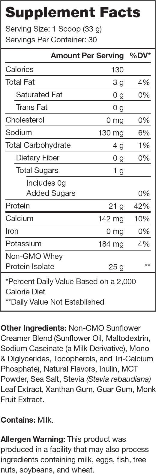 Whey+ Fruity Cereal Supplement Facts
