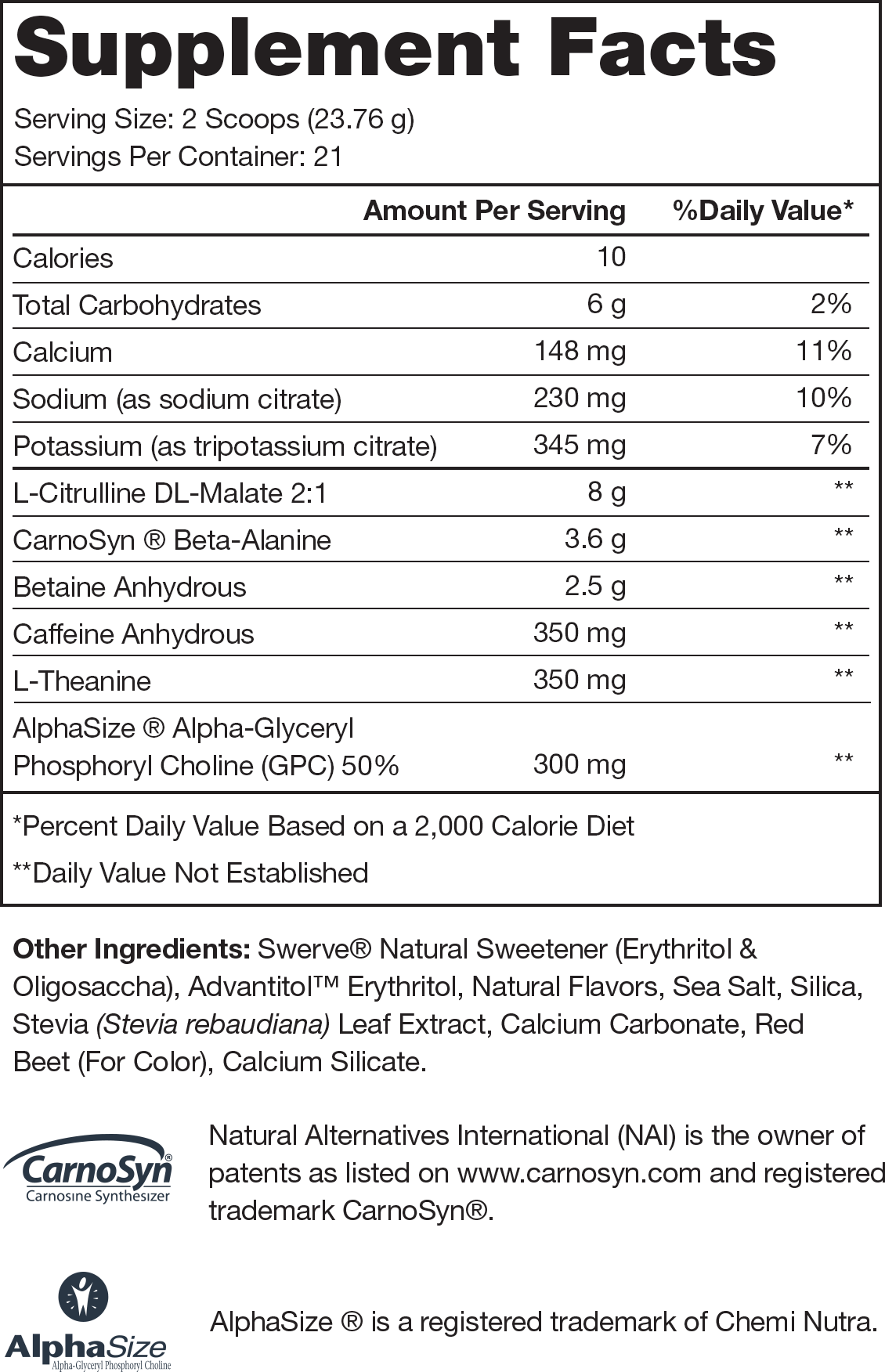 Pulse Fruit Punch Supplement Facts