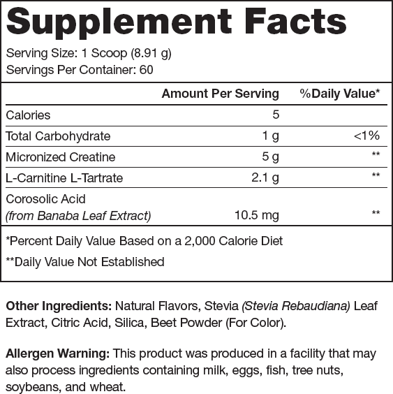 Recharge Fruit Punch Supplement Facts