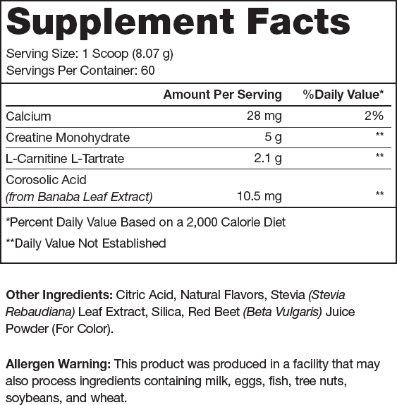 Recharge Strawberry Lemonade Supplement Facts