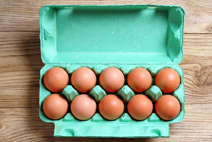 eggs in green carton