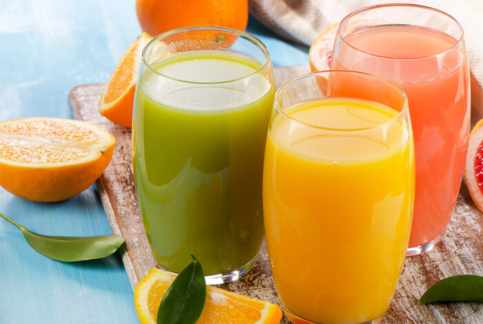 fruit juices glasses