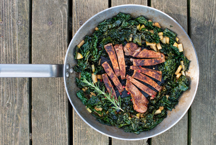 fry_pan_greens_meat