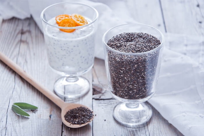 chia pudding cups seeds spoon