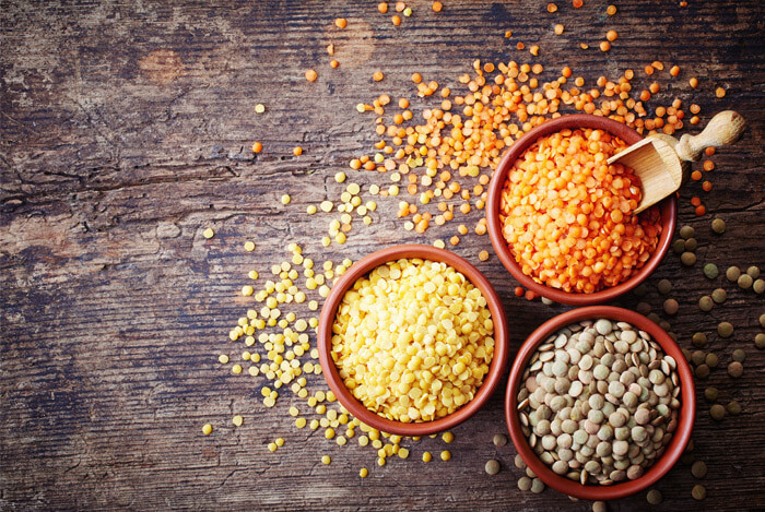 lentils red yellow brown