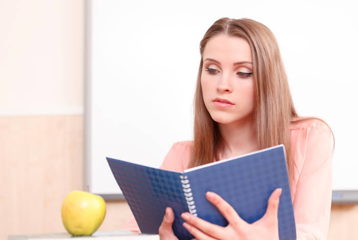 woman looking at diet