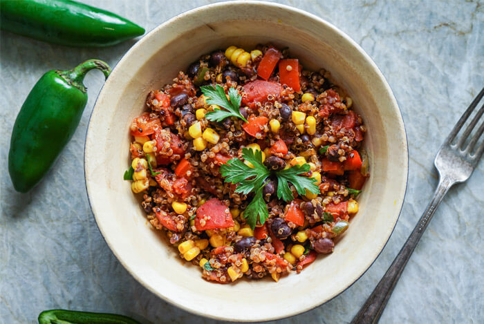 bowl of quinoa chilli