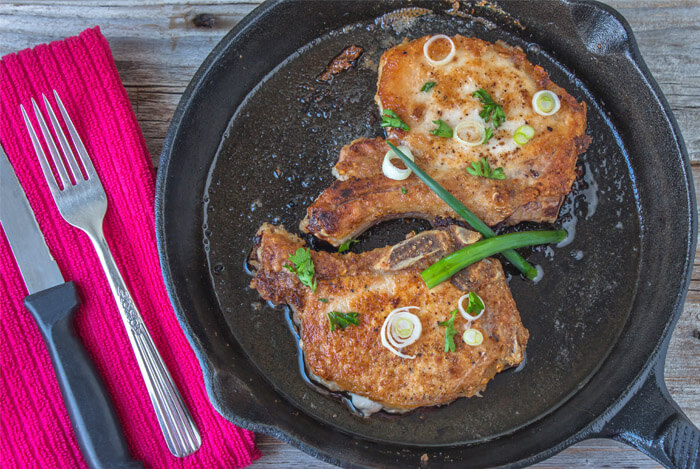 meat in cast iron pan