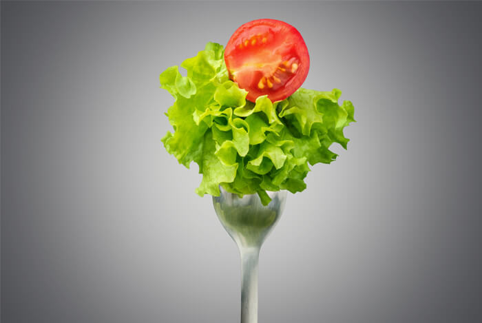 salad on fork