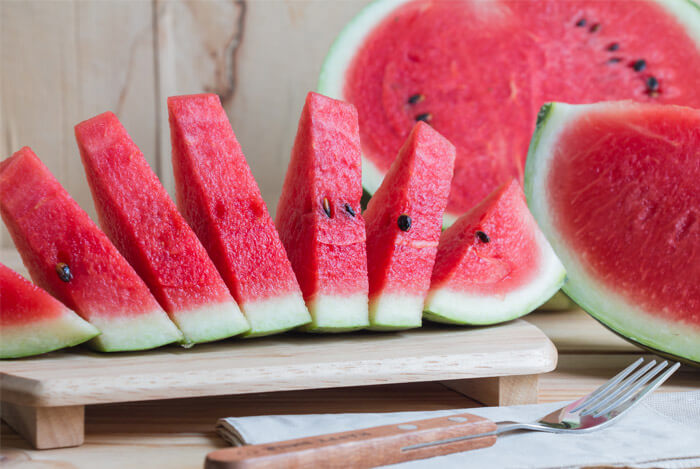 cutting board sliced watermelon