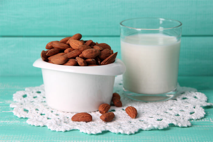 almonds glass milk