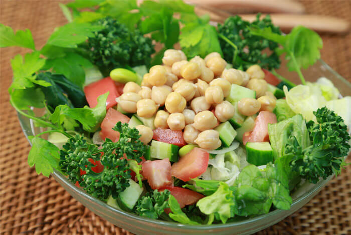 chickpeas on salad