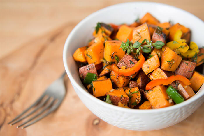 sweet potato cubed bowl