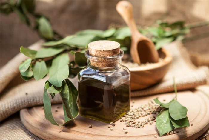 hemp seeds oil bottle