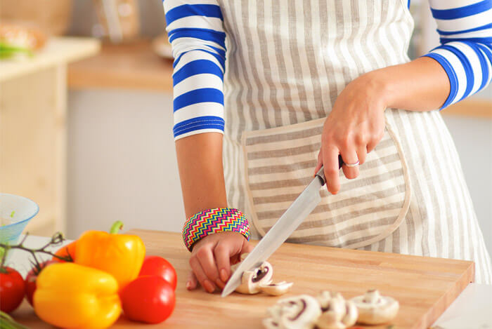 chopping mushrooms