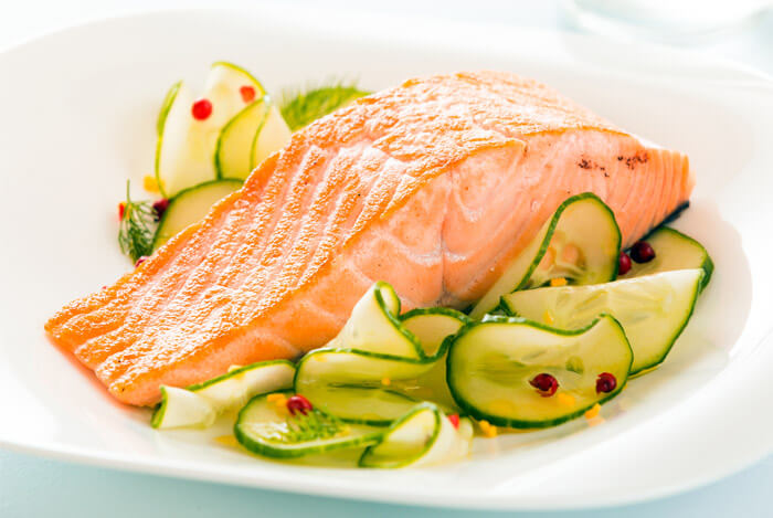 Salmon Fillet with Cucumber Ribbons
