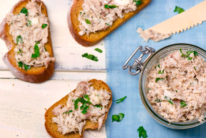 Tinned Mackerel Pate w/ Quick-Pickled Onions