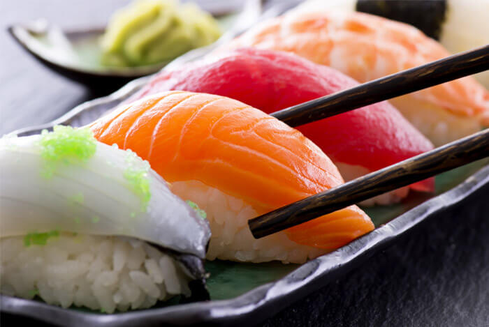 rice topped raw fish