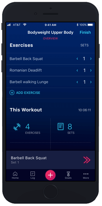 stacked workout review interface