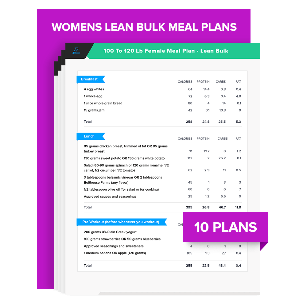 Women s Lean Bulking Meal Plans Legion Athletics
