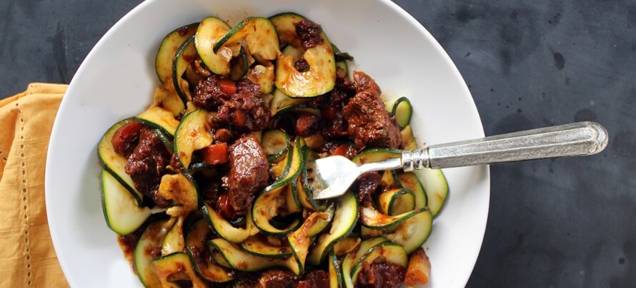 Beef Stew with Zucchini Noodles