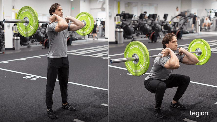 Barbell Front Squat before and after