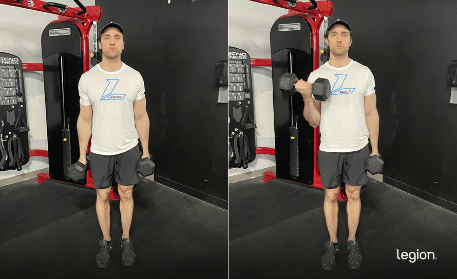 Alternating Dumbbell Curl before after