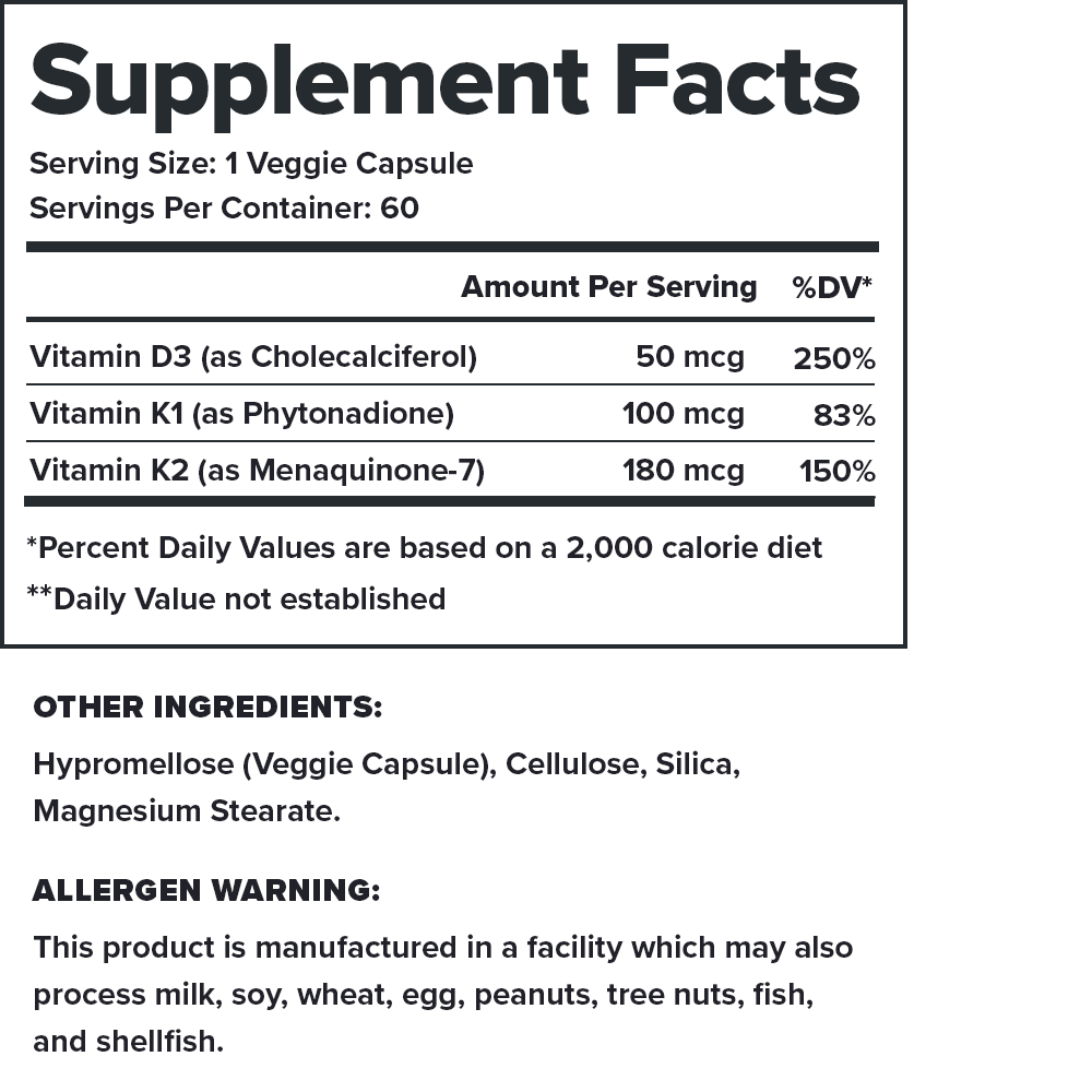 Legion Vitamin D+K Essential Vitamins Supplement