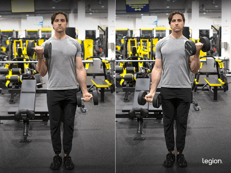 Alternating Dumbbell Curl before and after