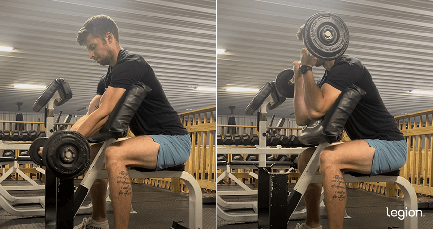 Preacher Curl before/after