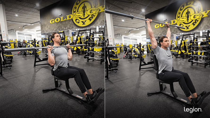 Seated Barbell Overhead Press before/after