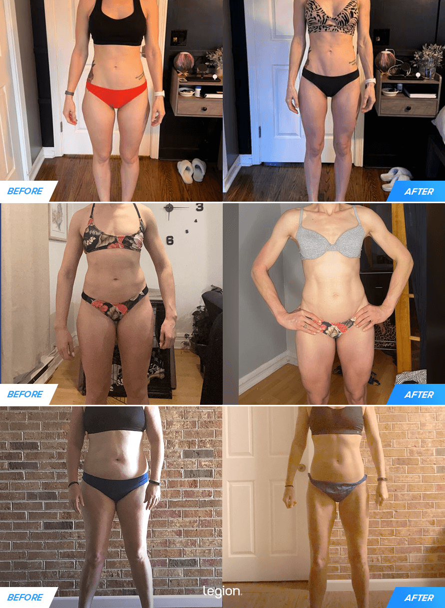 Results from female clients who followed Legion's leg routine for women