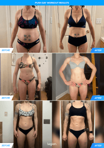 Body transformation results from push workouts for women