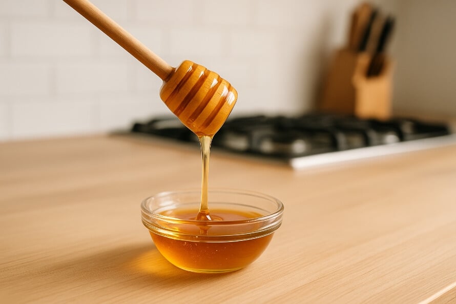 Pouring honey for pre-workout