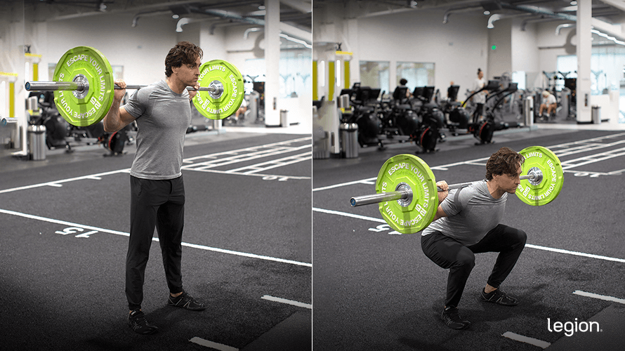 Barbell Back Squat front before after