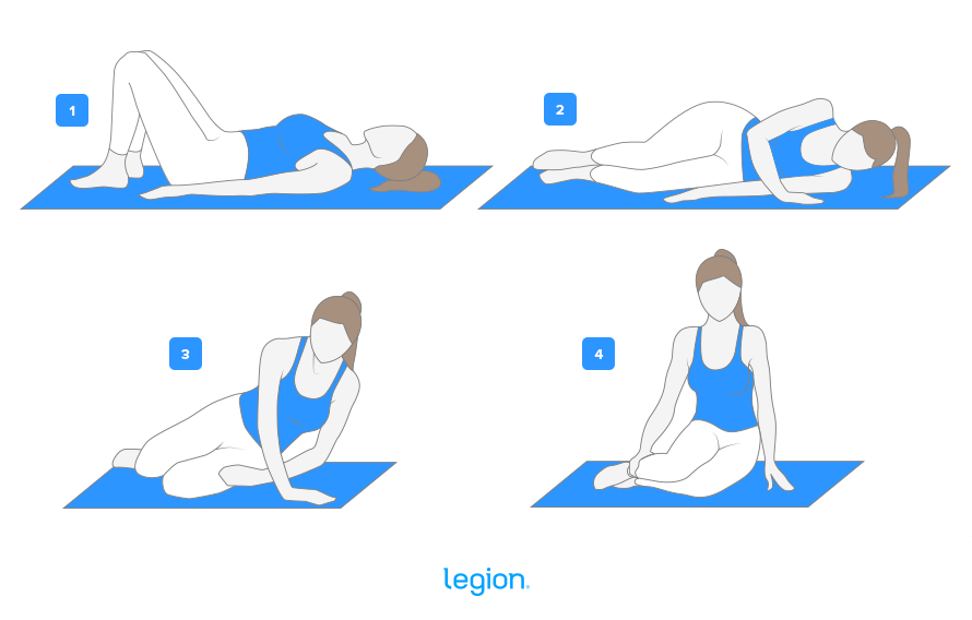 How to get up with diastasis recti: roll to your side first to avoid crunching your abs and straining ab separation.