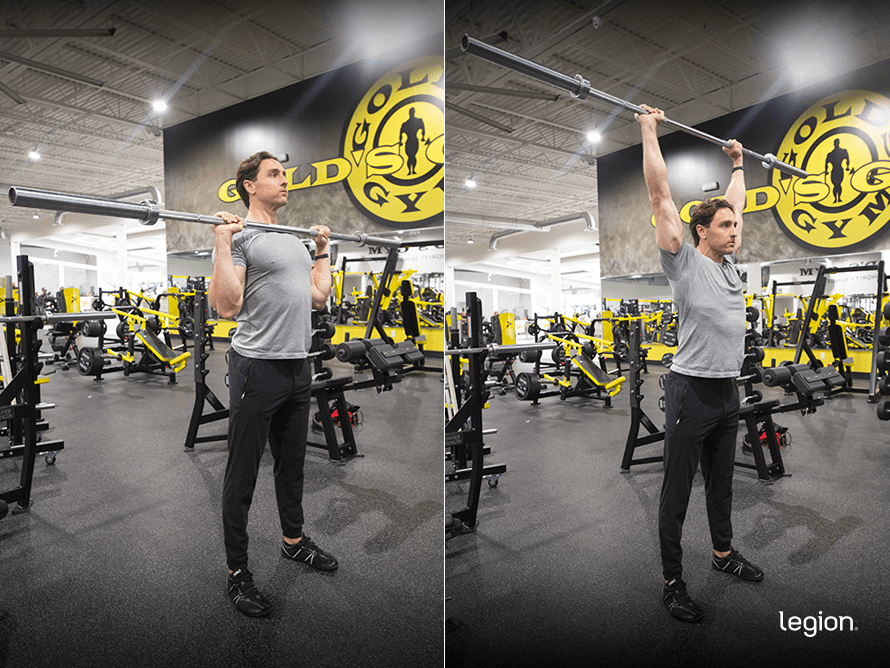 Standing Barbell Overhead Press before/after