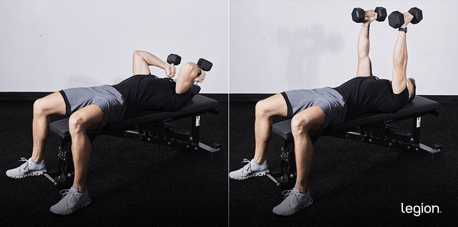 Dumbbell Skull Crusher - Perpendicular