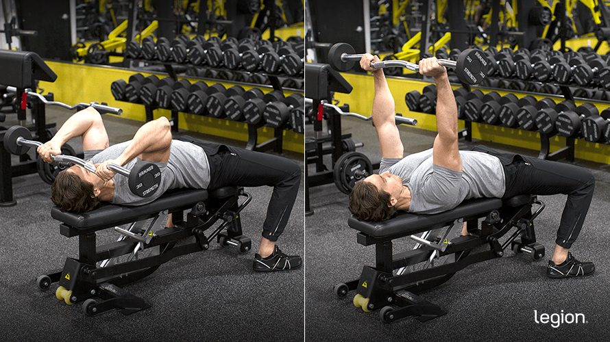 Lying Triceps Extension (“Skullcrusher”) before/after