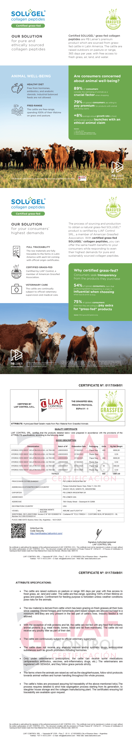 Collagen+ SOLUGEL certification