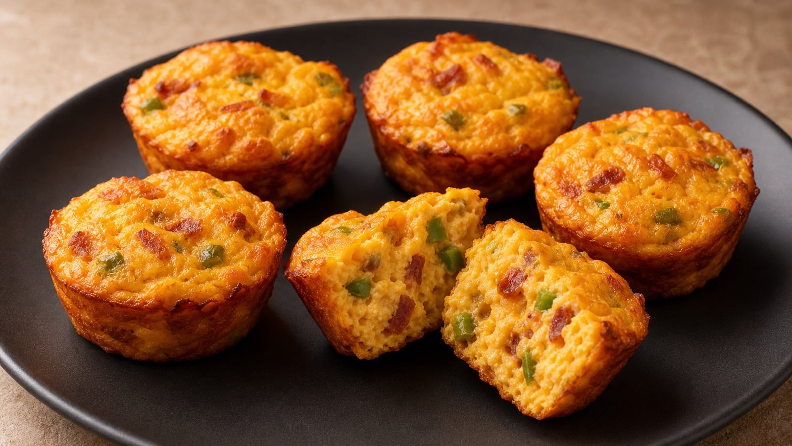 Jalapeño cheddar sweet potato mini puffs with bacon