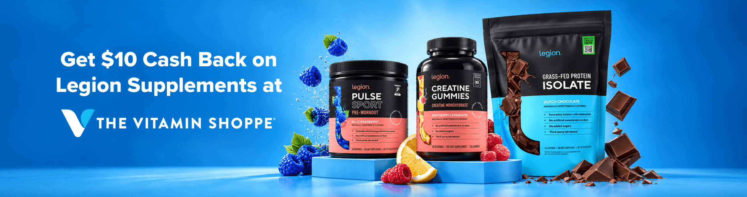 Get $10 cash back on Legion supplements at The Vitamin Shoppe